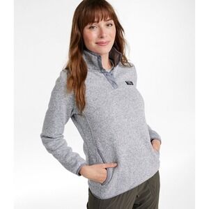 LL Bean Sweater Fleece Pullover Womens Size M Pewter Gray Neutral Outdoor Wear